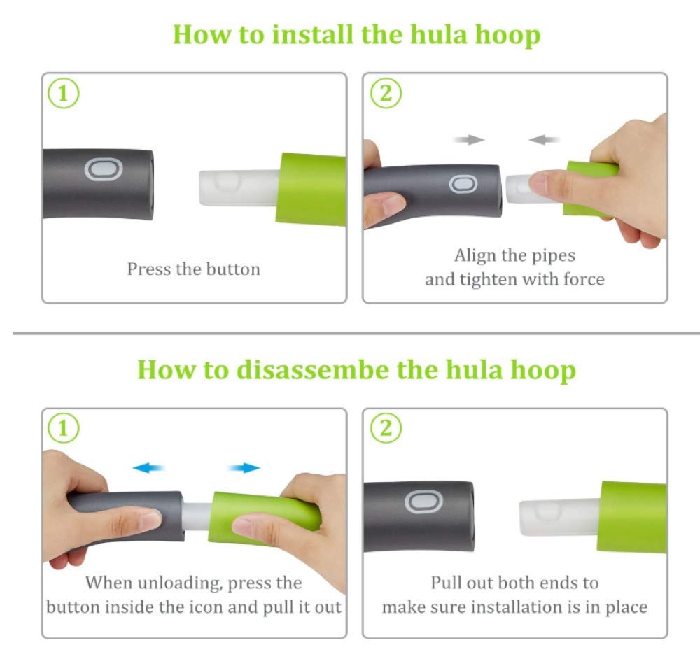 Hula Hoop zur Gewichtsreduktion, Reifen mit Schaumstoff ca 1 kg, Gewichten Einstellbar Breit 75-95 cm, Gewichten beschwerter Hula-Hoop-Reifen für Fitness (8 Knoten) (groen + Grijs)