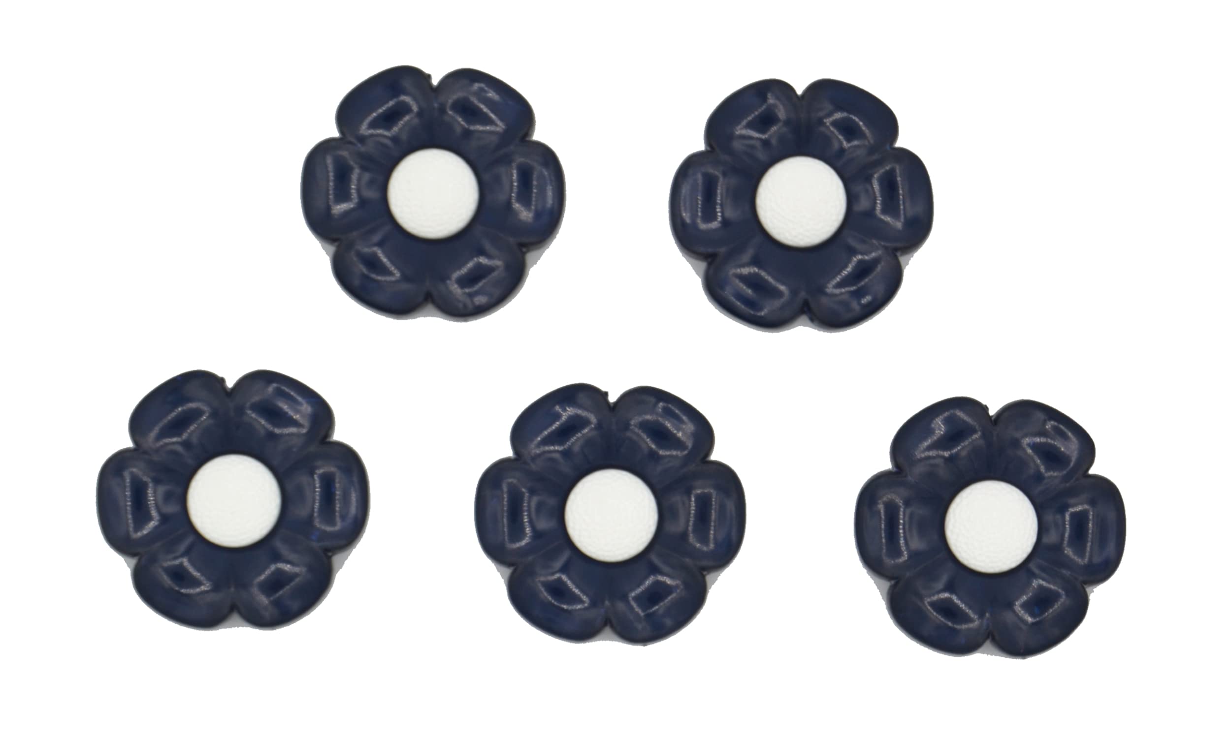celloexpress Large Clown Flower Buttons - 29mm - Fancy Dress Sewing Daisy (Dark Navy with White Centre, Pack of 10)