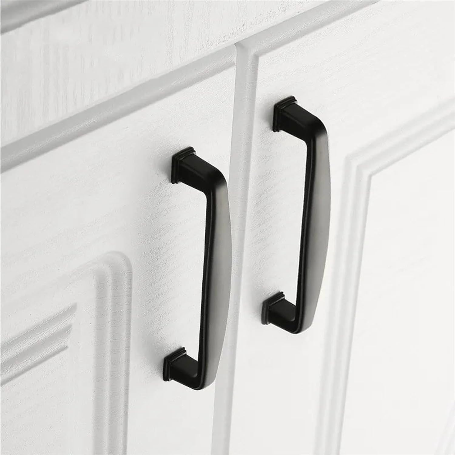 Aluminum Alloy Black Cabinet Handles Kitchen Cupboard Door Pulls Drawer Knobs Fashion Furniture Hardware 2Pcs(96mm)