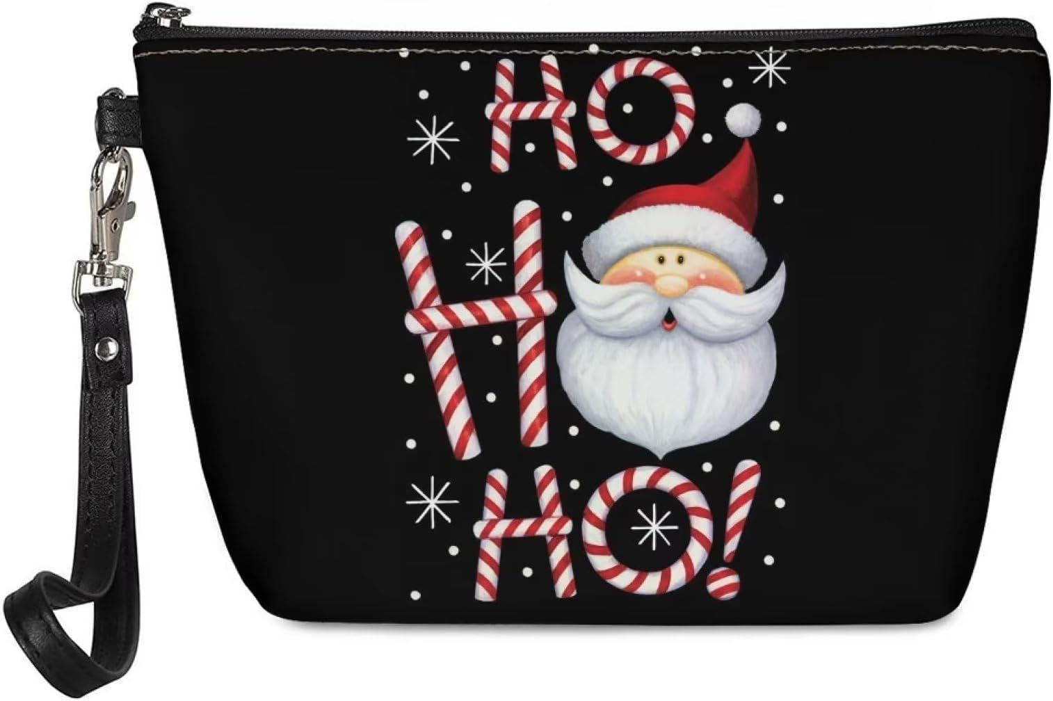 Xhuibop Hoho Santa Claus Cosmetic Pouch with Zipper for Women Outdoor Clutch Bag Small Size Makeup Bag for Teen Girls Pencil Clutch Holder Lightweight Christmas Cosmetic Bag, Christmas Hoho Santa