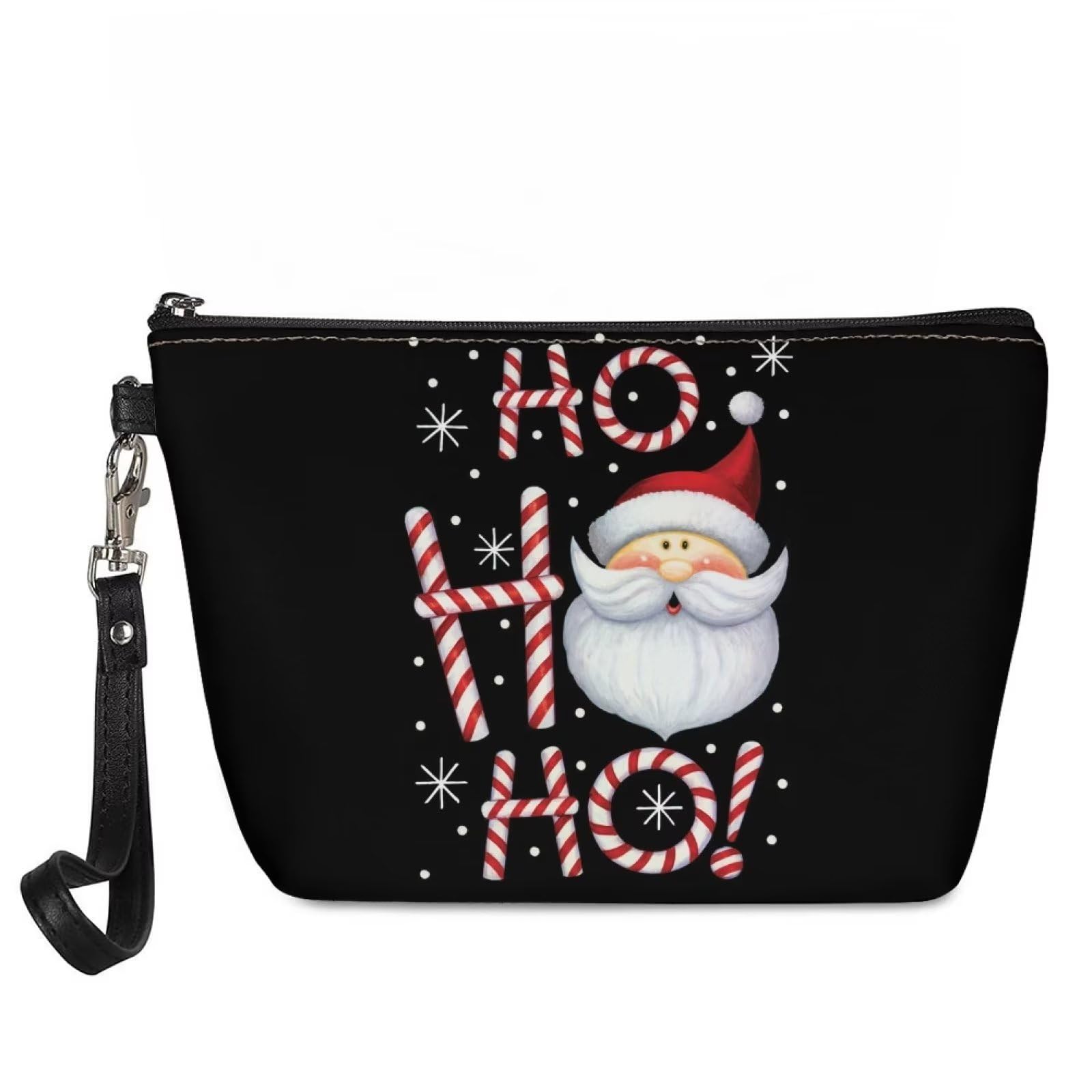 Xhuibop Hoho Santa Claus Cosmetic Pouch with Zipper for Women Outdoor Clutch Bag Small Size Makeup Bag for Teen Girls Pencil Clutch Holder Lightweight Christmas Cosmetic Bag, Christmas Hoho Santa