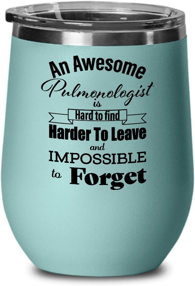 Thank You Gifts for Pulmonologist Retirement Wine Tumbler - Farewell Appreciation Leaving Boss Employee Coworker Retired Retiring - Wine Glass with Lid - Teal