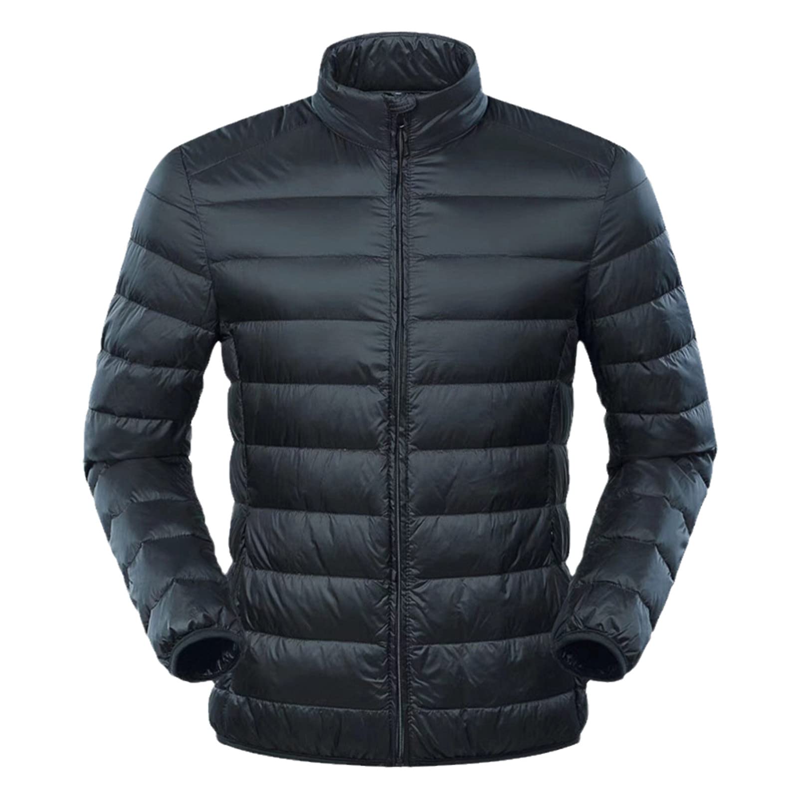Piumino leggero da uomo giacca a vento giacca leggera piuma, nero, Large