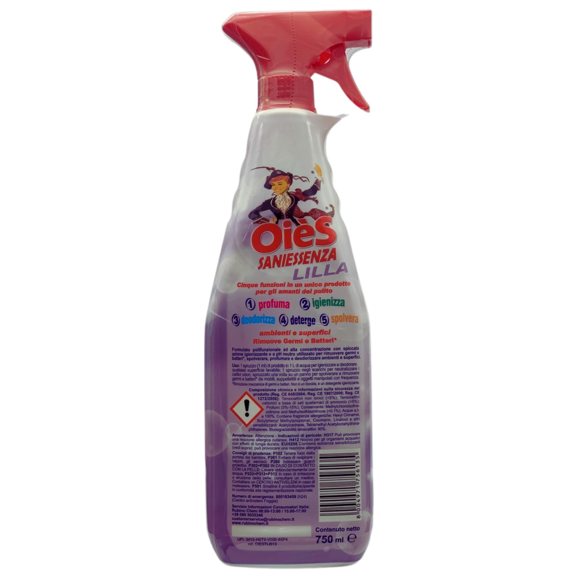 Detergente Spray Igienizzante - LILLA - Deterge, Profuma, Spolvera, Deodora Ambienti e Superfici. Rimuove Germi e Batteri 750ml (4)