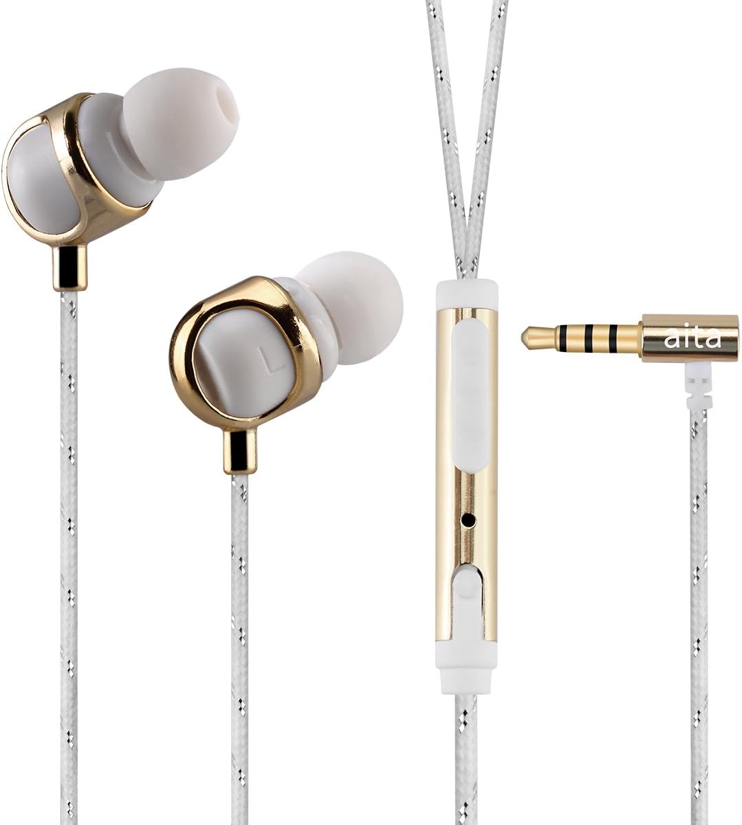 Aita E79 Earphones Earbuds In Ear With Mic Remote Wire Control for iPhone iPad Smartphone MP3 etc. (Gold)