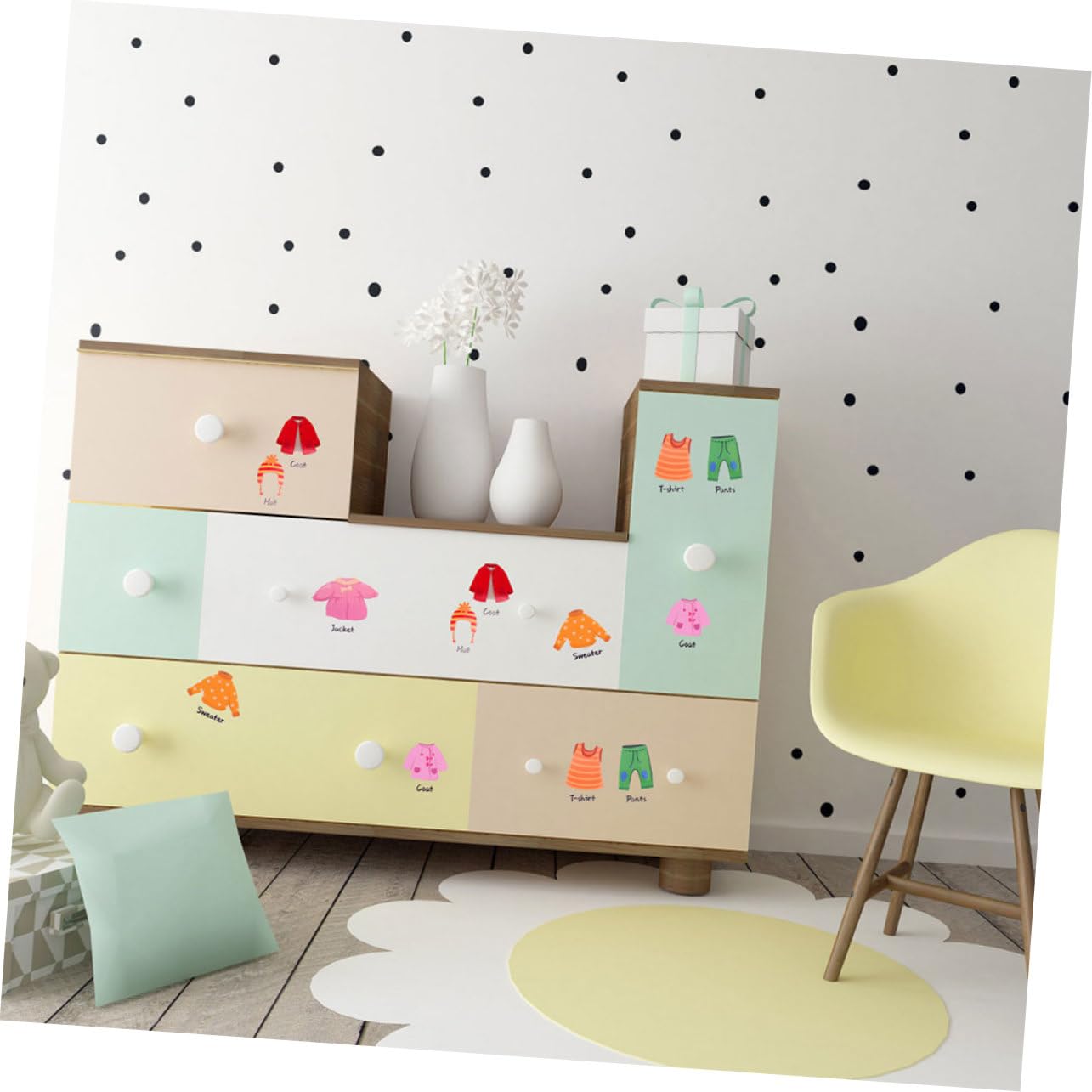 VICASKY 6sets Etichette Adesive Per Abbigliamento Di Stickers Rimovibili Per Ordinare Vestiti Etichette Decorativa Per Armadi e Scaffali Facile Applicazione e Rimozione Per Adulti