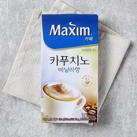 BC233 Korean Coffee Maxim Premium Instant Flavored Coffee Mix Sticks (10 Sticks, Cappuccino Vanilla) Cover