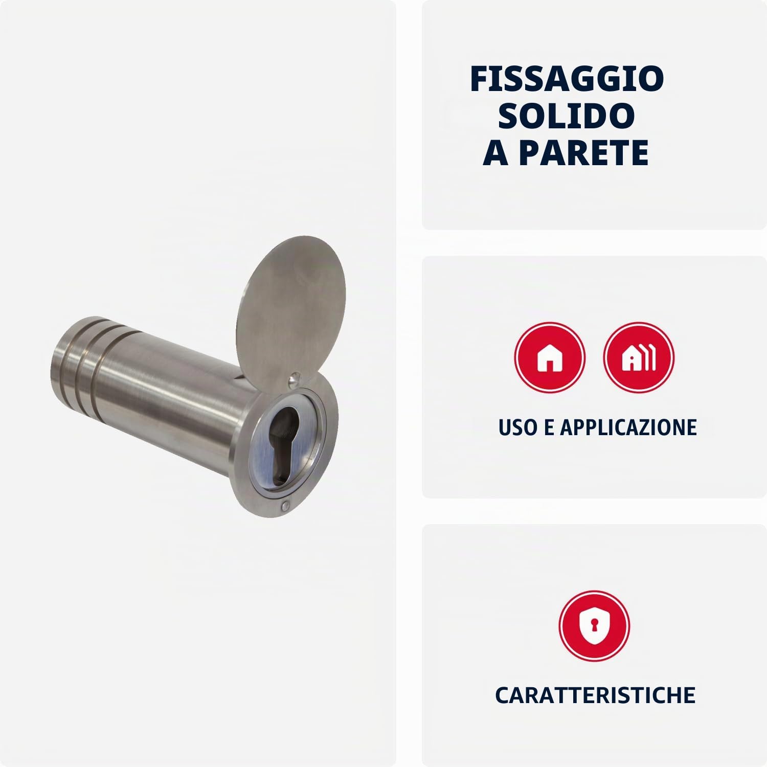 ABUS Cassaforte per Chiavi 729 da Incasso a Parete - Argento | Alloggiamento cilindro in ottone cromato, protezione anti-foratura, diametro installazione 43,5 mm, lunghezza base 120 mm