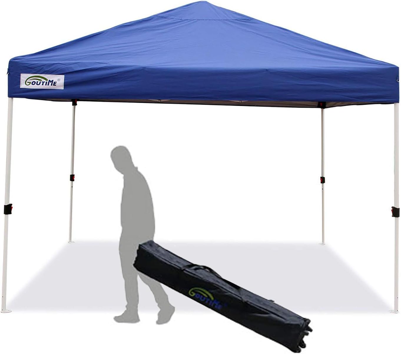 Goutime 10X10 Feet Pop Up Canopy Tent Instant Shelter Outdoor Straight Leg Portable Shade with Wheeled Bag (10'x10', Blue)
