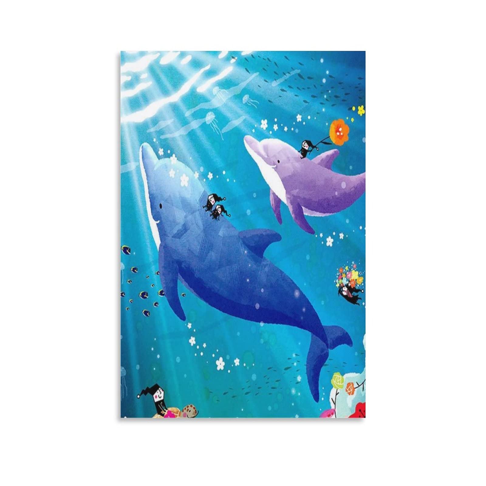 No93 海とイルカ　絵画　イラスト画　自作絵画 No93 海とイルカ 絵画 イラスト画 自作絵画 No93 海とイルカ