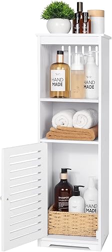 Armario de almacenamiento pequeño para baño, gabinete de almacenamiento de pie blanco para muebles del hogar, adecuado para inodoro, dormitorio,