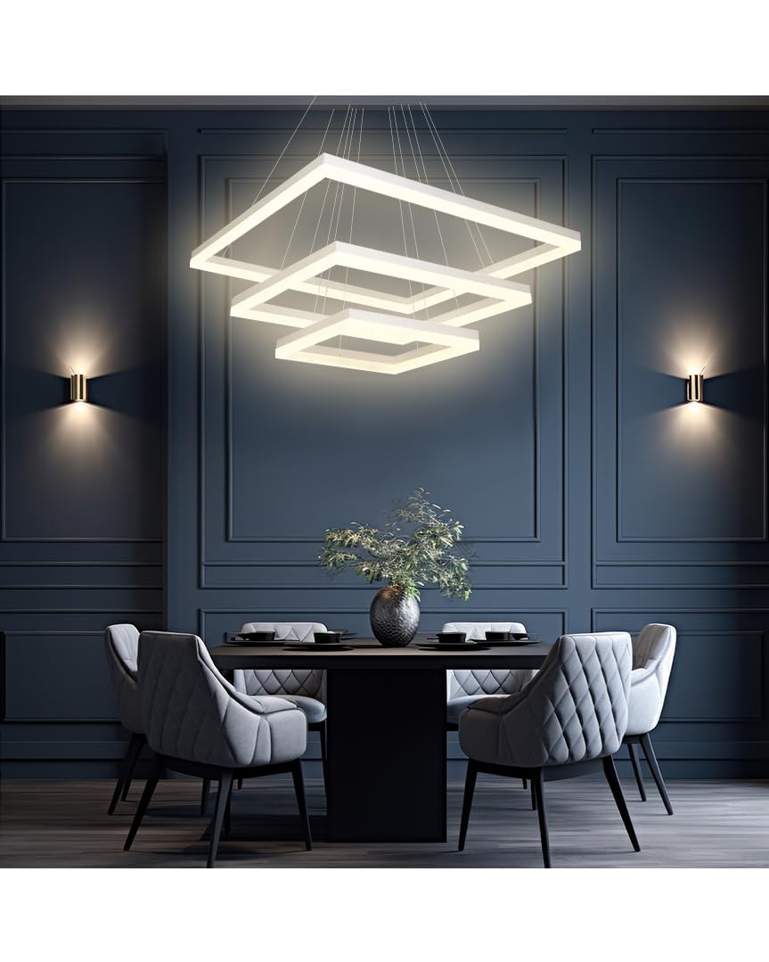 Arcadia Lampadario Led Soffitto a Sospensione Moderno con Luce Calda e Fredda Dimmerabile, Telecomando e App per Cellulare - Lampadario Camera da Letto, Soggiorno, Cucina e Cameretta - 5500 LM 60 Cm