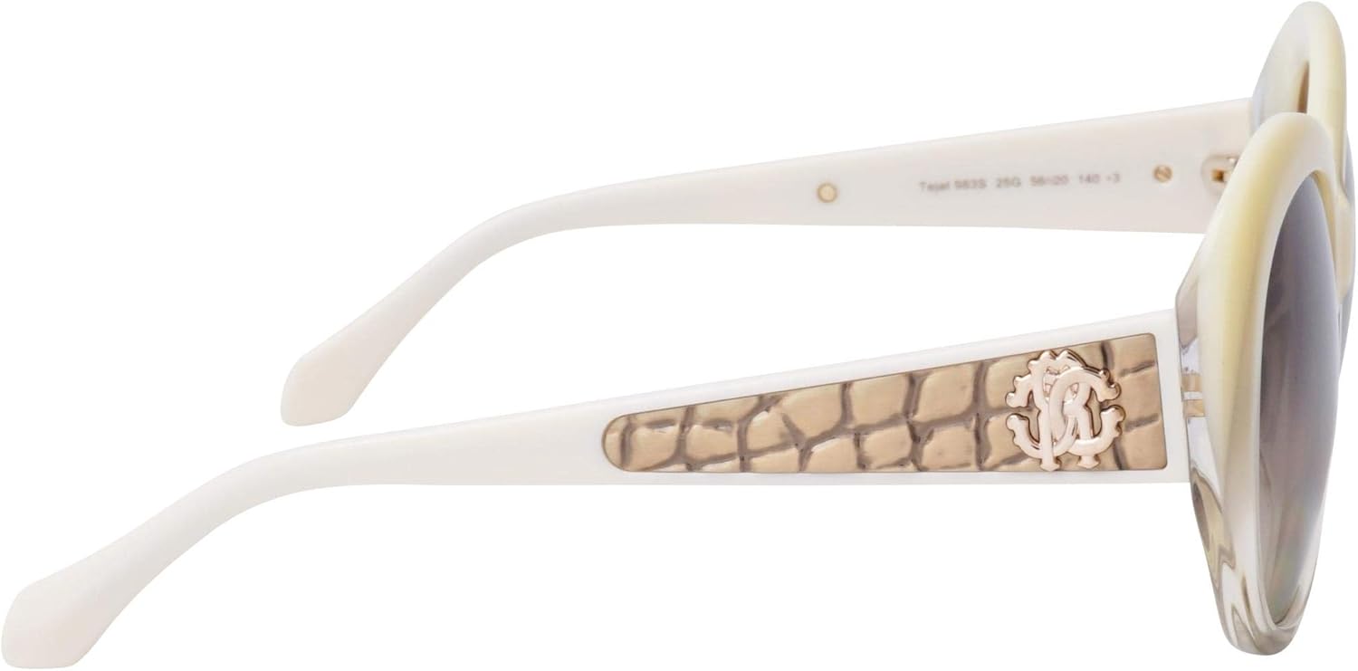 Roberto Cavalli Brown Mirror Ivory Round Sunglasses RC983S TEJAT 25G 56