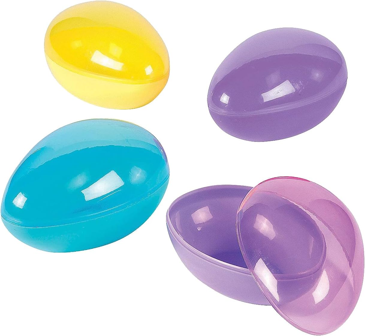 Fun Express Large Easter Eggs 12 Pack - Jumbo 7 Inch Fillable Plastic Easter Eggs for Easter Egg Hunt | Extra Large Empty Easter Eggs Bulk for Kids Party Supplies & Decorations