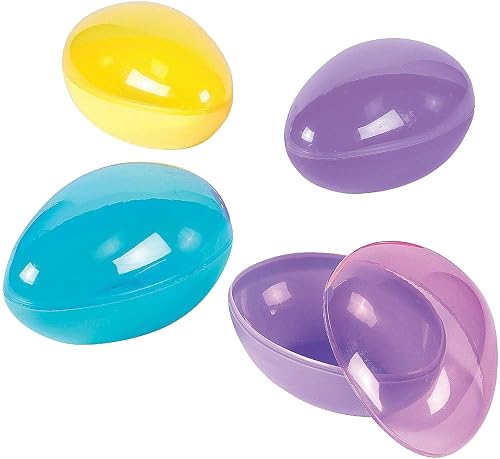 Fun Express Large Easter Eggs 12 Pack - Jumbo 7 Inch Fillable Plastic Easter Eggs for Easter Egg Hunt | Extra Large Empty Easter Eggs Bulk for Kids Party Supplies & Decorations