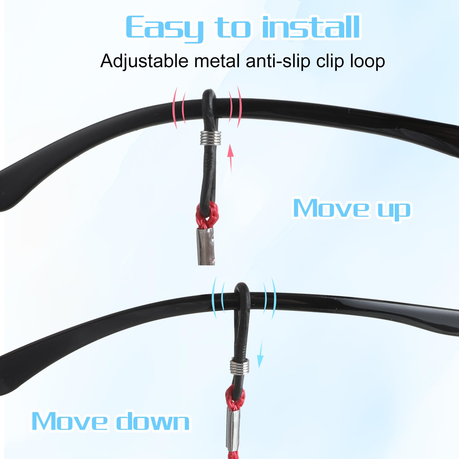 Andibro 12 Stück Nylon Brillenband, Bunt Verstellbar Brillenbänder Glasses Chain Brillenkordel für Sonnenbrillen Lesebrillen Kette Sportbrillenband Damen Herren (Mehrfarbig)