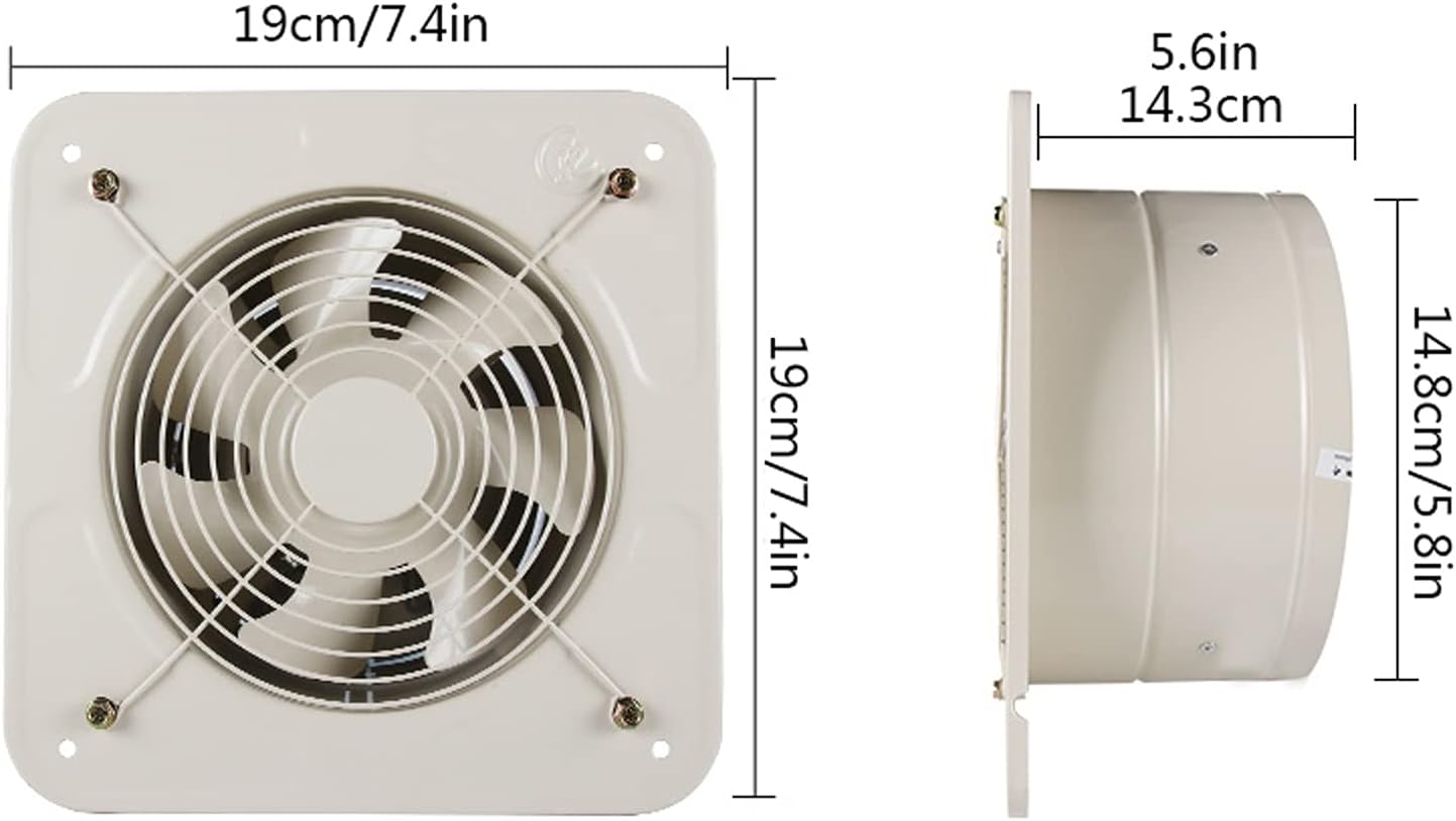 Ventilation Extractor 6" 8" 10" Round Ventilation Fan Kitchen Oil Fume Powerful Exhaust Fan with Check Valve Household Window Type 7-Blade Ventilating Fan, Low Noise Extractor Fan (Size : 6 inch)
