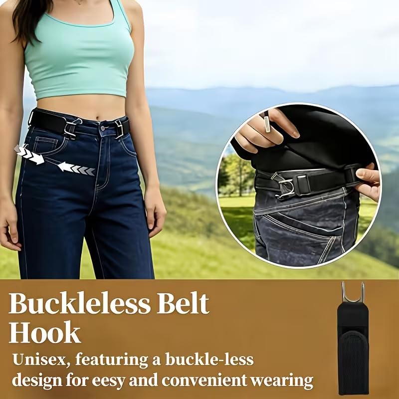 TRENDERA Premium Adjustable Buckleless Belt Hook for Men & Women β Invisible No-Buckle Waistband Tightener, Elastic Jeans Waist Adjuster, Comfortable Pant Fitting Accessory 1