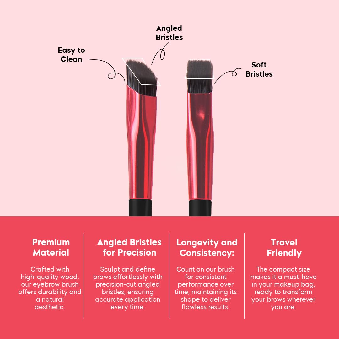 Gleva Multi-Function Eyebrow Brush, Professional Realistic Eyebrow Brush, Square Angled Eyeliner Eyebrow Brush, Stroke Brow Stamp Brush, Filling & Shaping Eyebrows Enhancers Brush (Black Pink) - Image 5 thumbnail