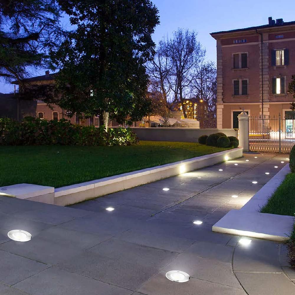 7W Led Landscape Well Lights, Low Voltage Landscape Ground Lights,12V/24V Landscape Lighting,IP67 Waterproof Outdoor InGround Lights for Garden Tree Uplights,Deck,Yard,Patio 6Pack(Warm White)