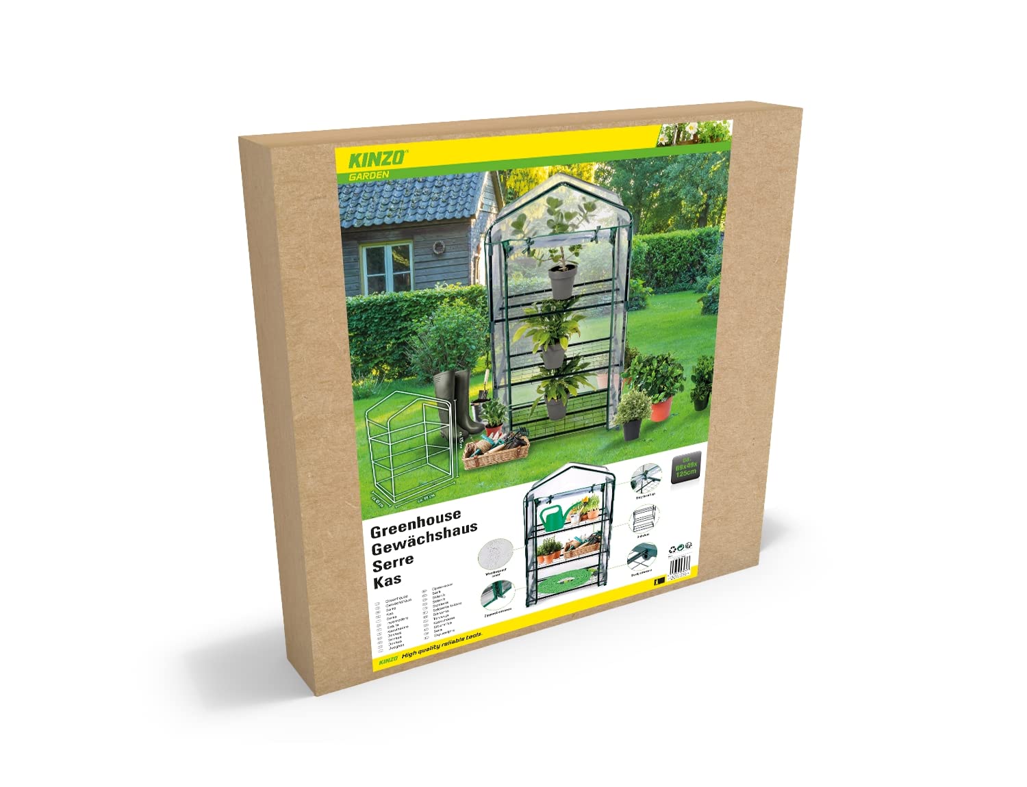 Kinzo Garden Serra – Serra a 3 piani – 69 x 49 x 136 cm – Trasparente con accenti verdi