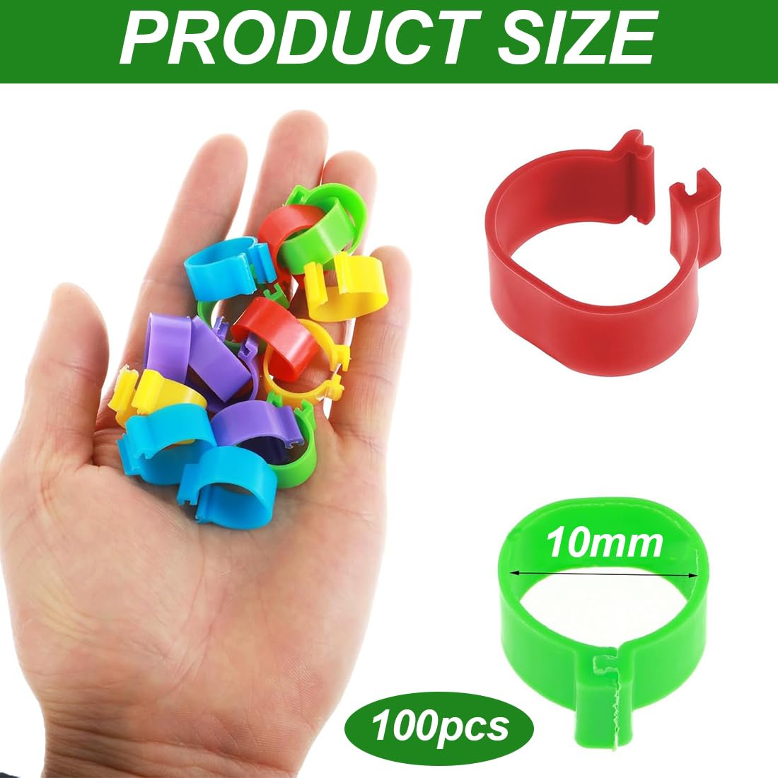 JEYORZY 100 pcs 10 mm Anillos de reconocimiento de palomas - Anillos para pata de palomas mensajeras