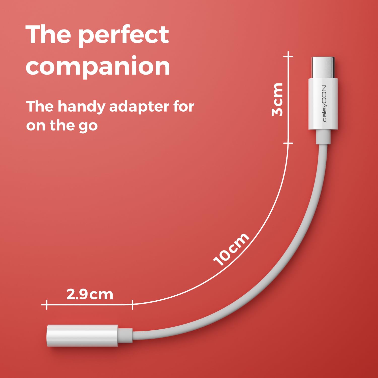 deleyCON USB-C a 3,5mm Audio Adattatore - DAC-Chip & TRRS - USB Tipo-C Connettore a Presa Jack - Compatibile con Smartphone, Tablet, Cuffie, Altoparlanti - Bianco
