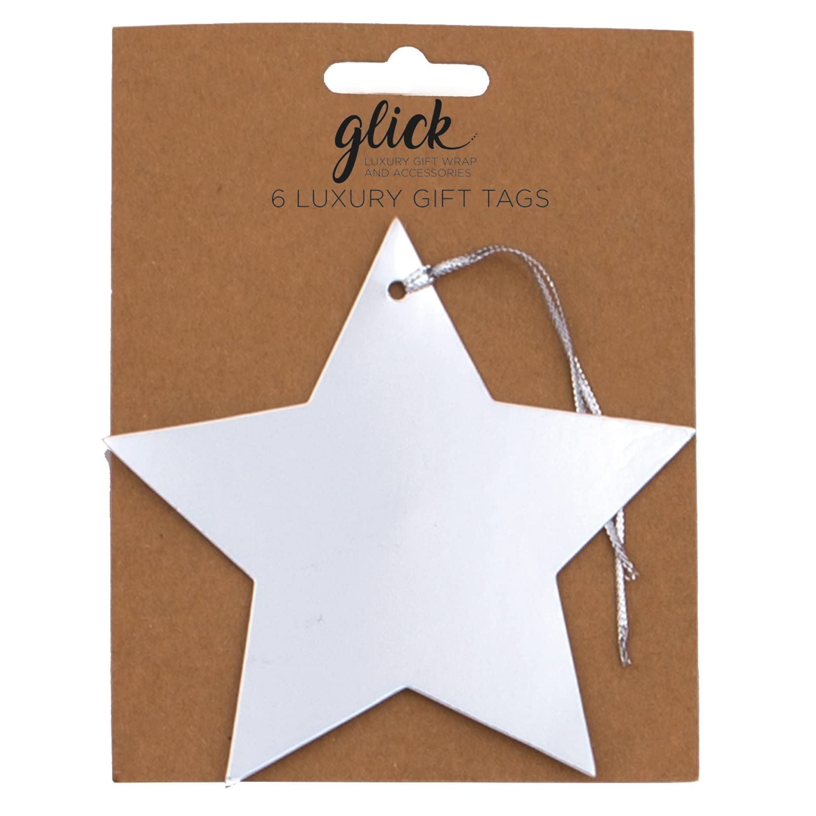 Glick Multi-Coloured Christmas Tags, Gift Tags For Christmas, Foil Star Silver, Multipack Of 6