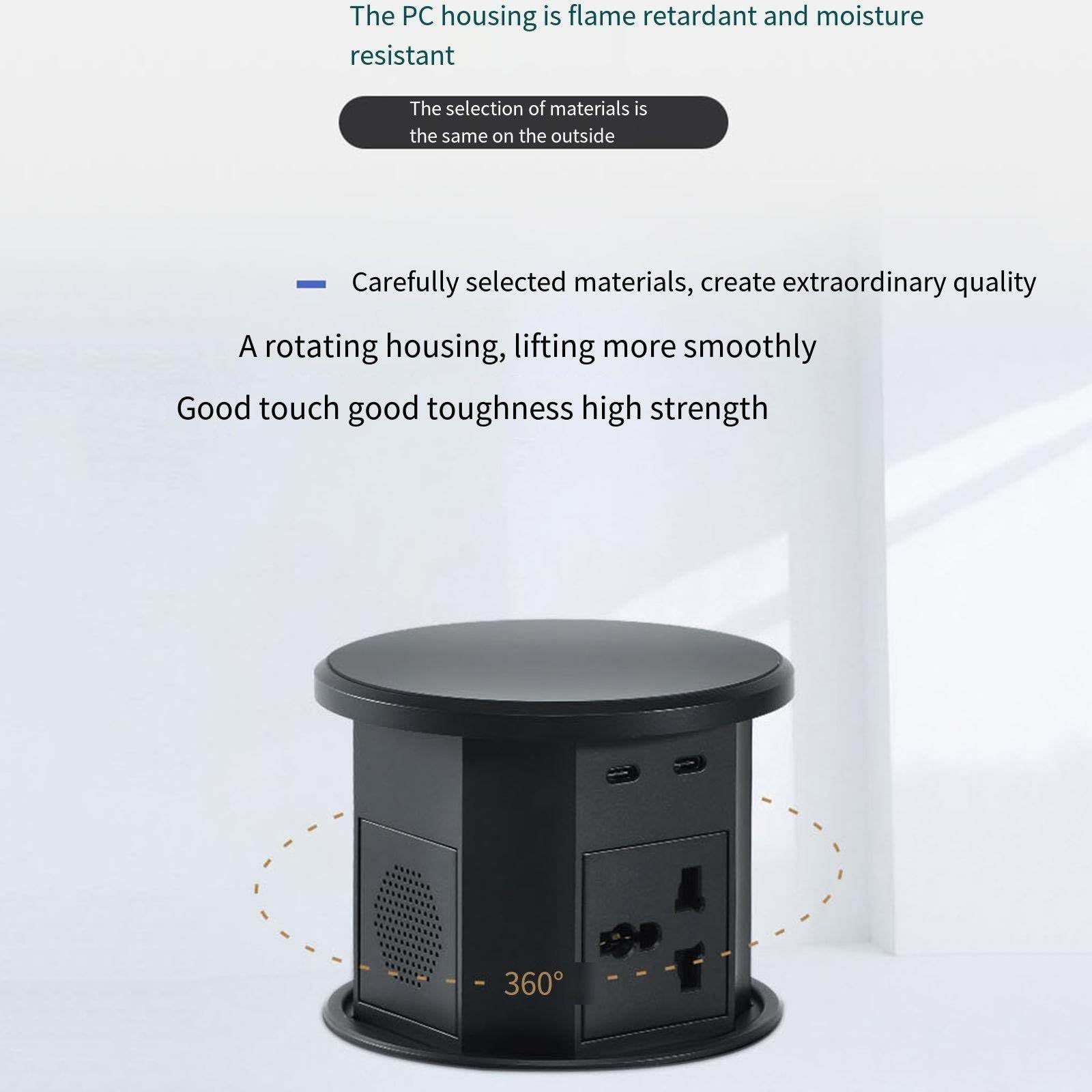 Ciabatta pop-up automatica, presa Smart Stealth Lift con ricarica wireless da 15 W e altoparlanti, adatta per scrivanie/scrivanie da ufficio/isole cucina