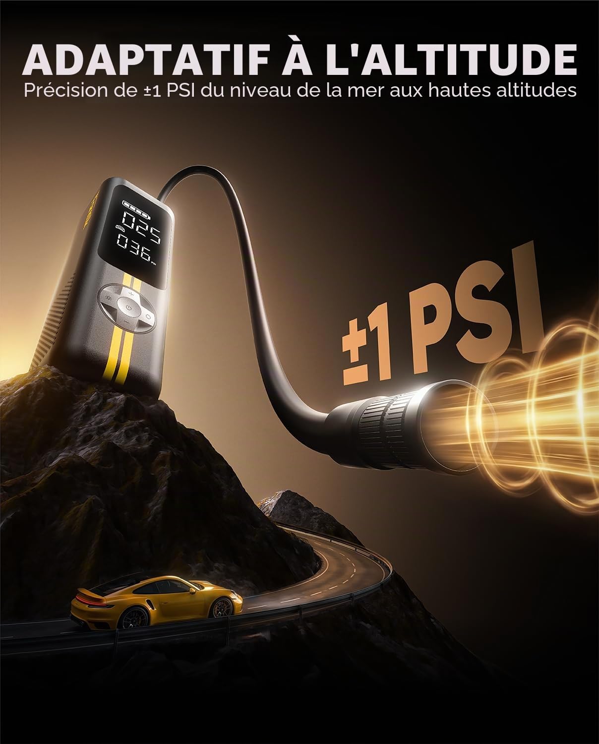 Fanttik X8 APEX gonfleur de pneus, 12V compresseur d'air portable, gonflage rapide en 1 Min, 150 PSI gonfleur pneus voiture sans fil, avec double écran LED pour MPV, voiture, vélo électrique, moto