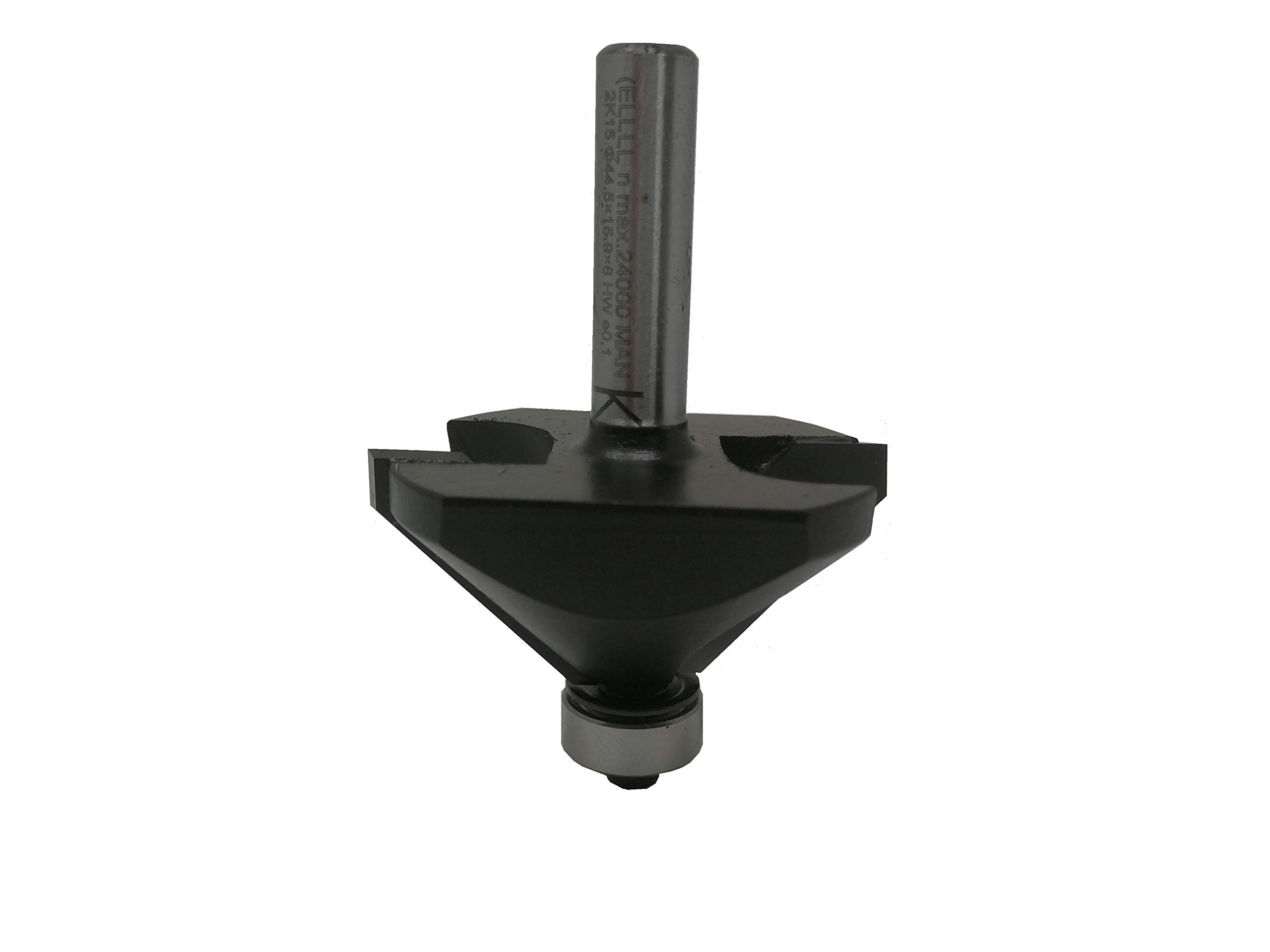 jjw-germany HW HM Fresa fresadora Z= 2 D = 44,5 mm NL 15,9 mm, vástago 8 mm, con rodamientos según DIN 847-2