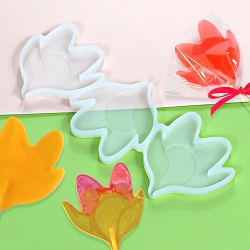 mostsom Moldes de silicona para piruletas, moldes de silicona para piruletas de chocolate, con diseño de hojas, flores, dulces, sin palillos, 2