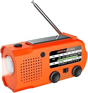 LIIAV Weather Radio 5000mAh Solar Hand Crank Emergency Radio AM/FM/NOAA Weather Alert Portable Radio with Flashlight, Reading Lamp, Cellphone Charger and SOS Alarm