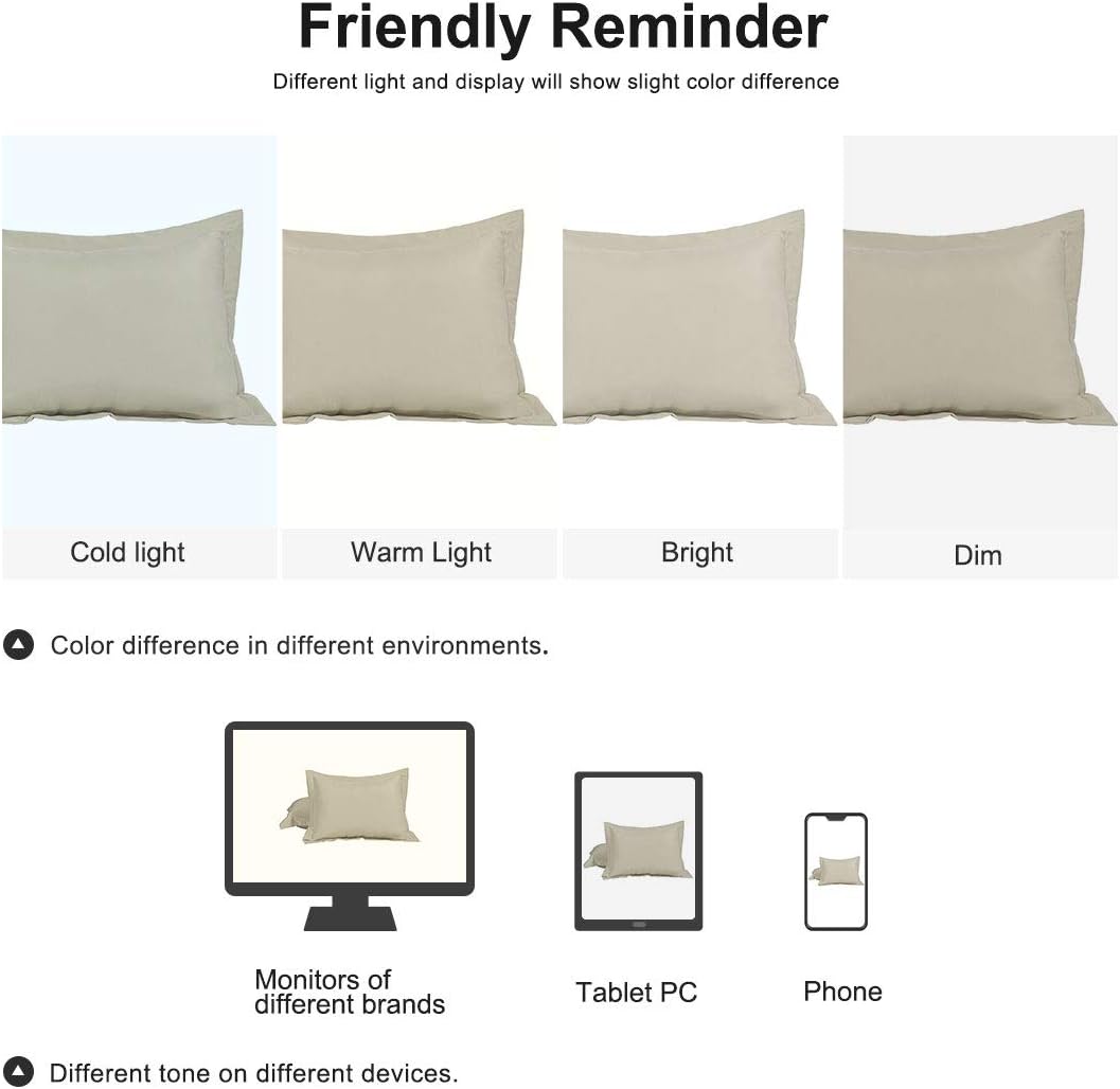uxcell Pillow Shams 2 Pack Soft Brushed Microfiber Envelope Closure Pillowcases Queen(20"x30") Khaki