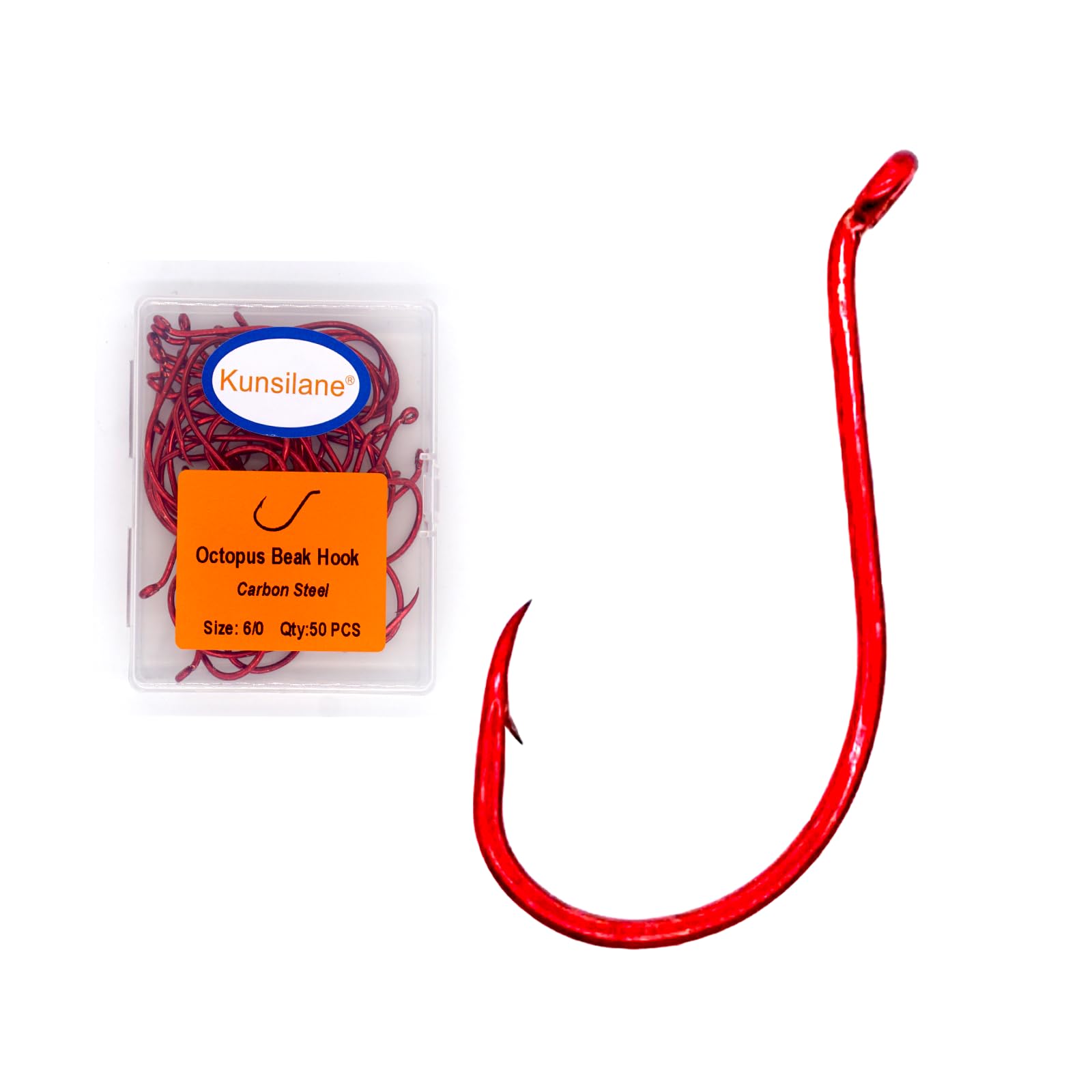 Octopus Beak Hooks Fishing Circle Hooks Offset Ultra Sharp for Catfishing Freshwater Saltwater Red 100-Pack-2