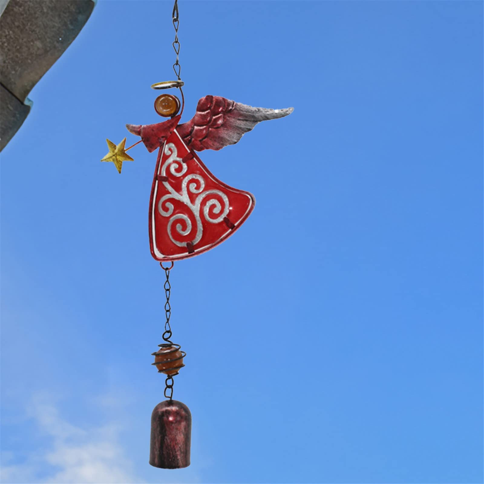 Campanello A Vento In Metallo Con Angelo, Decorazione Da Appendere Campana Ad Ala Decorazione Blu 91802732