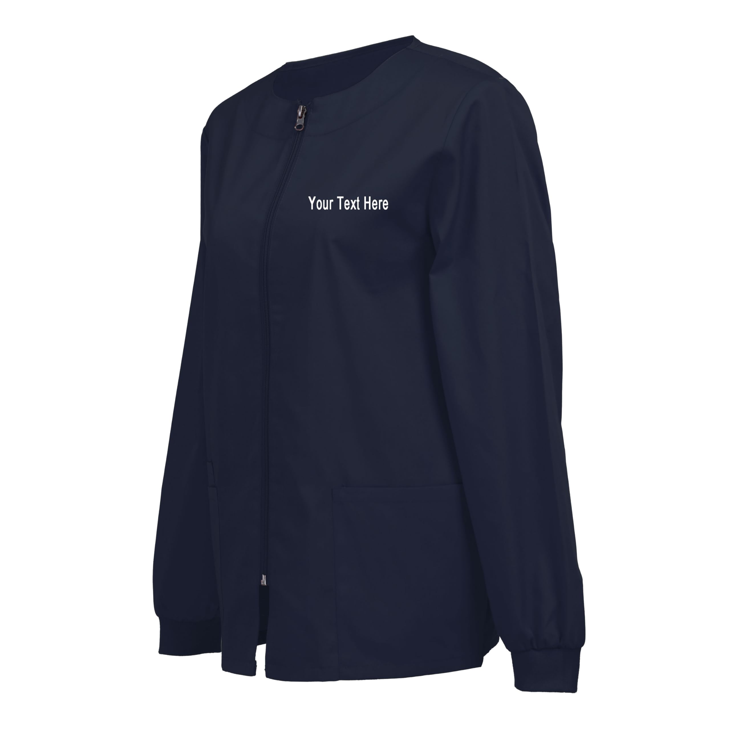 Giacca Scrub Donna Ricamata Personalizzabile, Chiusura con Zip — Aggiungi Testo Ricamato