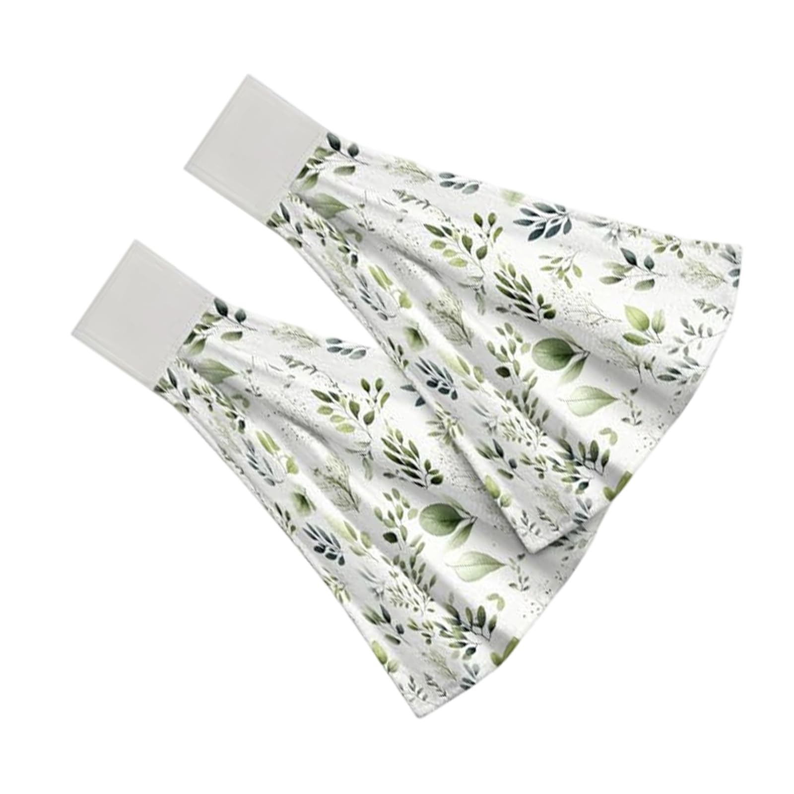 Limtula 2Pcs Space Saving Hanging Hand Towels Quick Dry Absorbent Leaves Pattern Kitchen Tie Towel Dishcloth with Hanging Loop Quick Dry Towels