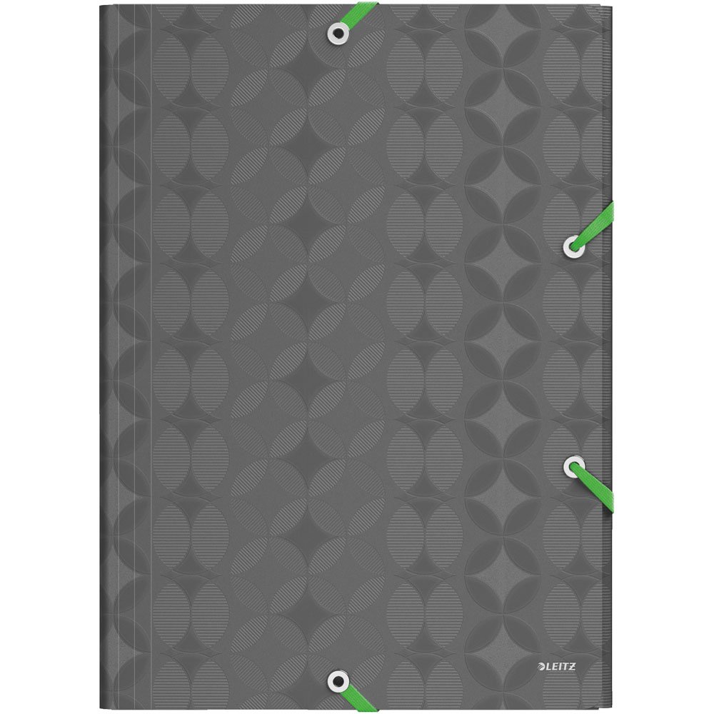 Leitz Carpeta de 3 solapas Retro Chic, Capacidad para 150 hojas, A4, Cierre elástico, Plástico flexible, Gris oscuro, 45150089