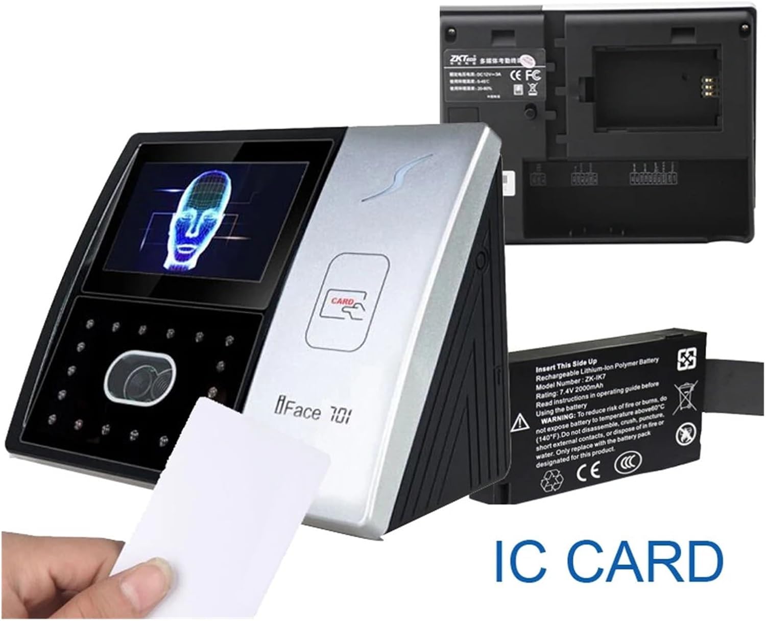 for Small Businesses ID Card Battery Face Terminal Time Attendance and Access Contro Time Attendance for Small Businesses,Black,Id WiFi