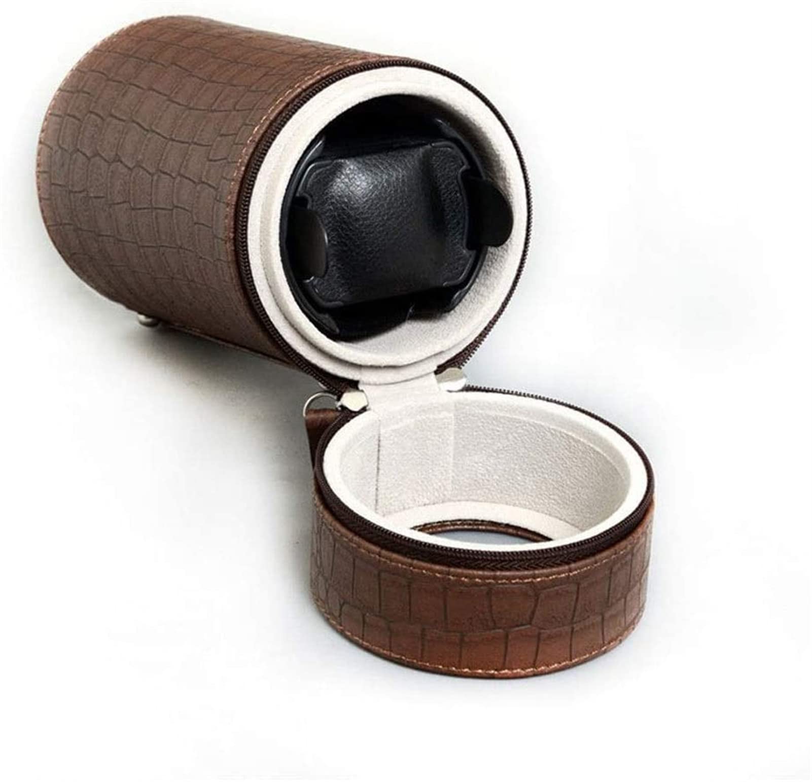 Remontoir de montre simple marron boitier rotatif montre automatique cuir PU