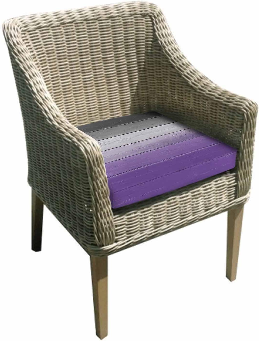 2 Pack Purple Gray Waterproof Cushion Covers with Ties, Outdoor Patio Chaise Lounge Chair Seat Cushion Slip Covers Replacement(Only Cover) Vintage Rustic Abstract Striped Wooden Grain 24"x24"x4"