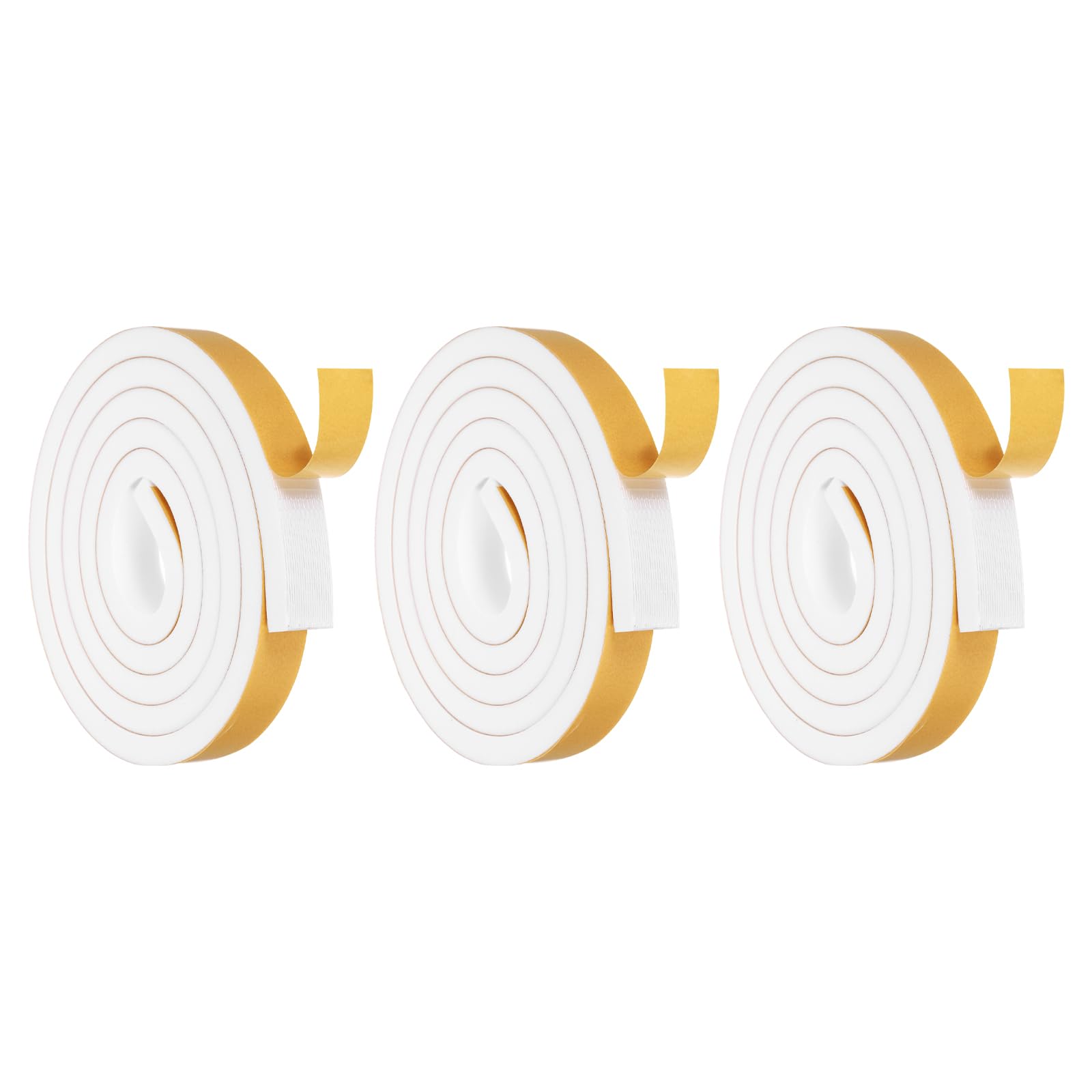 sourcing map Weather Door Seal Strip Tape, Door Insulation Stripping Single Side Strong Self Adhesive Foam Tape Gap Filler for Doors, Window, 25MM x 12MM x 2M White 3 Pack