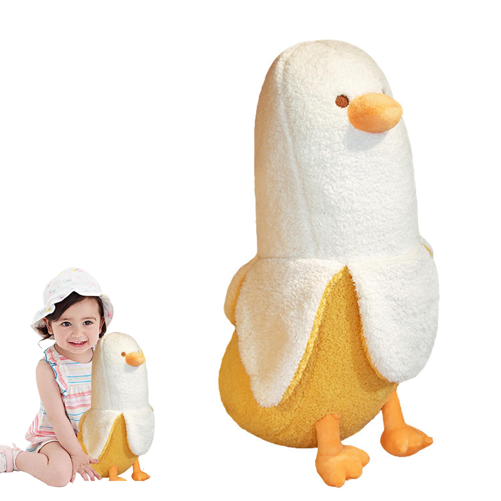 Afenau 50cm Cartoon Banana Duck Plush Toy, Soft Teddy Stuffed Animal, Funny Stress Toy for Adults, Long Plush Pillow, Cute Hugging Pillow Kids Gift