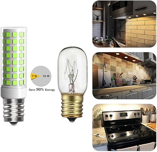 Miniatura 4 de Bombilla LED E17, paquete de 3 bombillas para horno de microondas, T7 E17, base intermedia para lámpara de cocina, campana extractora, 7 W