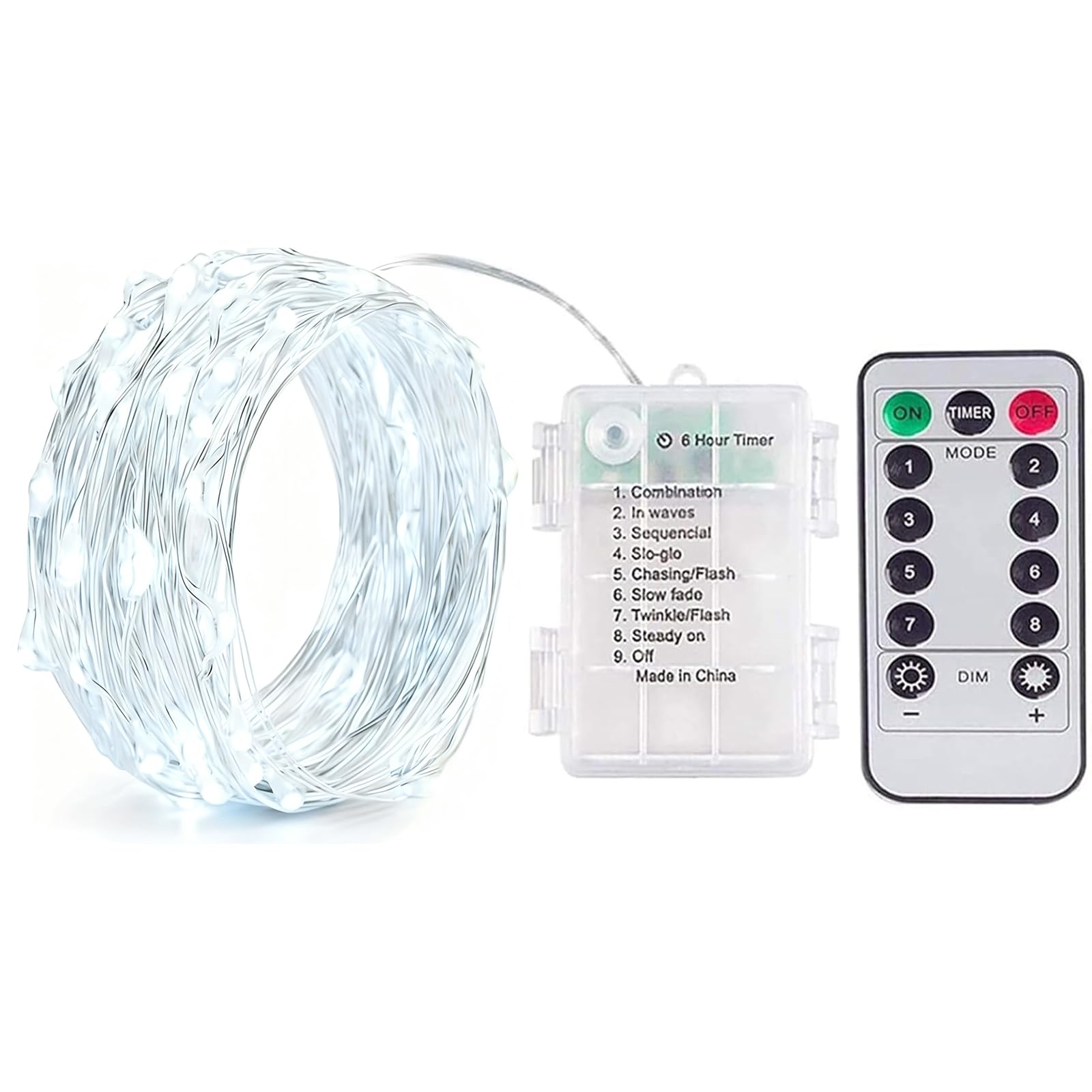XVZ LED Fairy Lights Battery – 2 m 20 LED Fairy Lights Battery with Timer, 8 Modes with Remote Control, Christmas Fairy Lights for Wedding, Party, Garden and Home Decoration — image 1