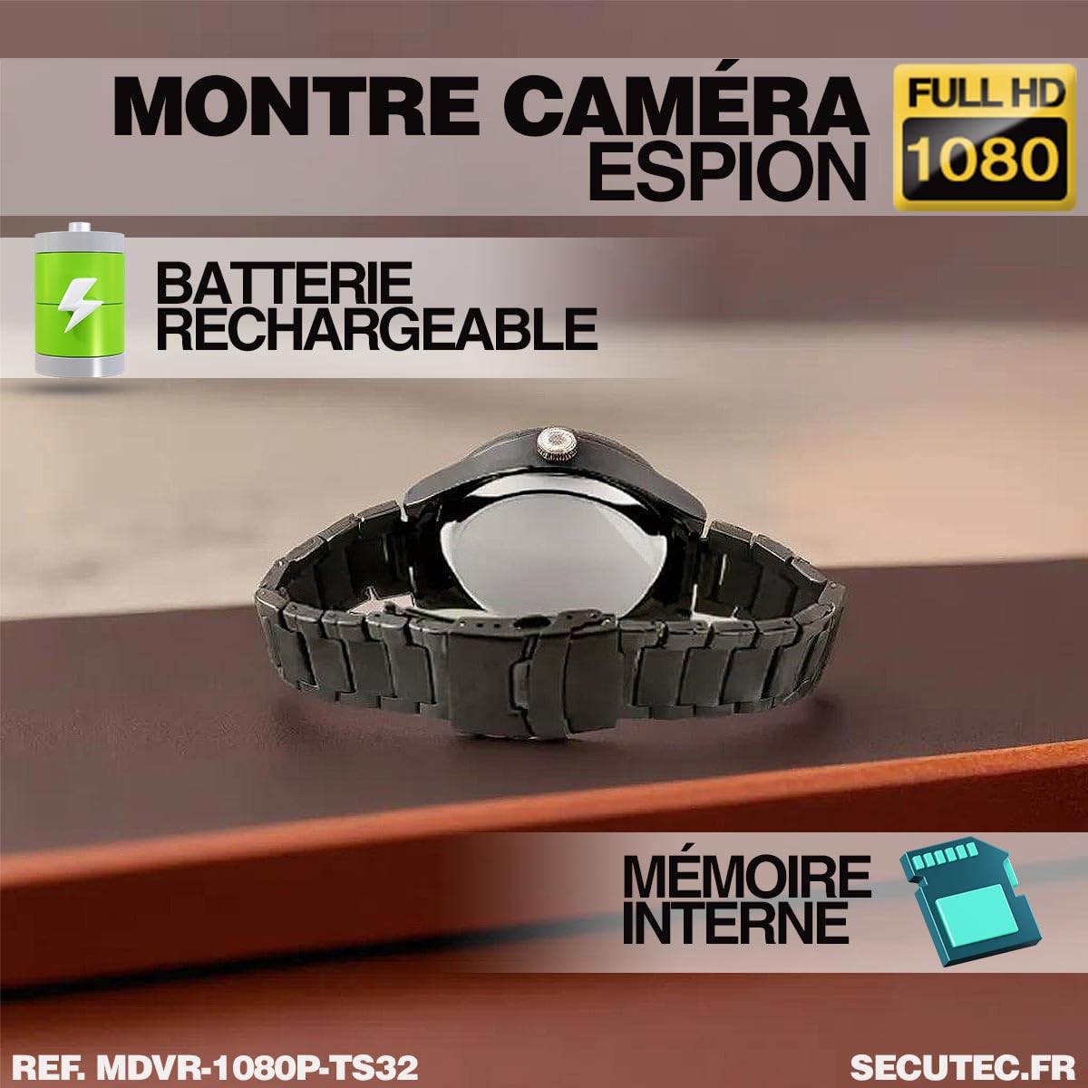 Montre Espion 1080p Montre Caméra Espion Active Media Concept - Full HD 1080p, Vision Nocturne, 32Go Camera Espion Vision Nocturne