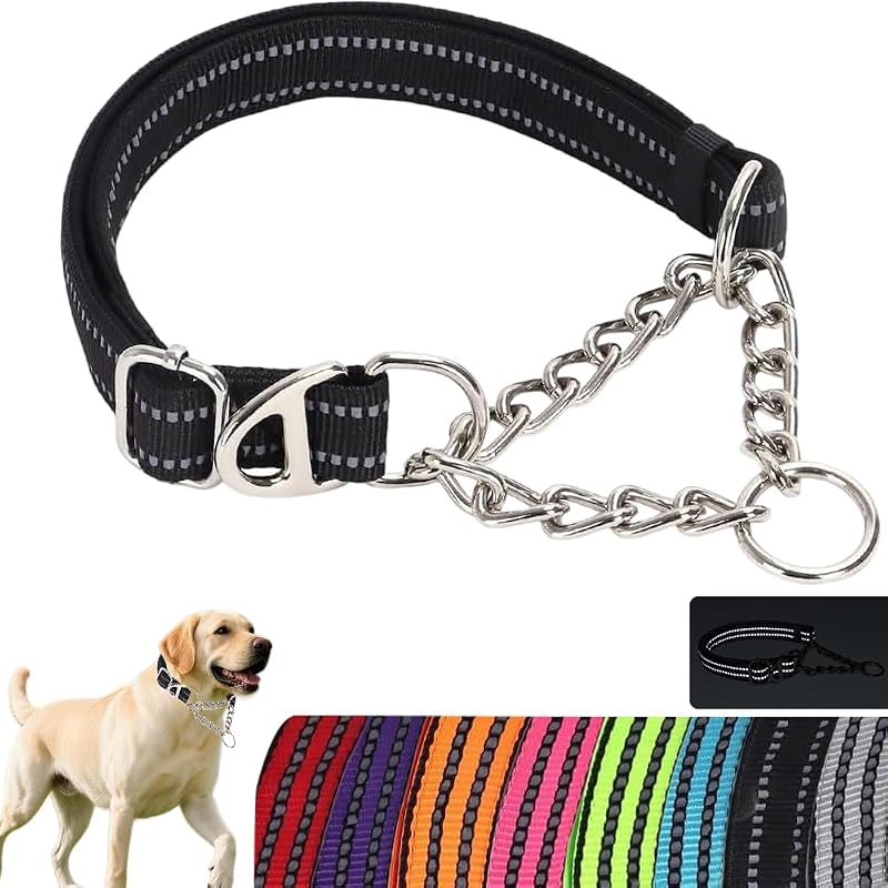 Coleira Martingale para Cães em Nylon com Corrente e Faixas Refletivas PSPORT HJ66, M