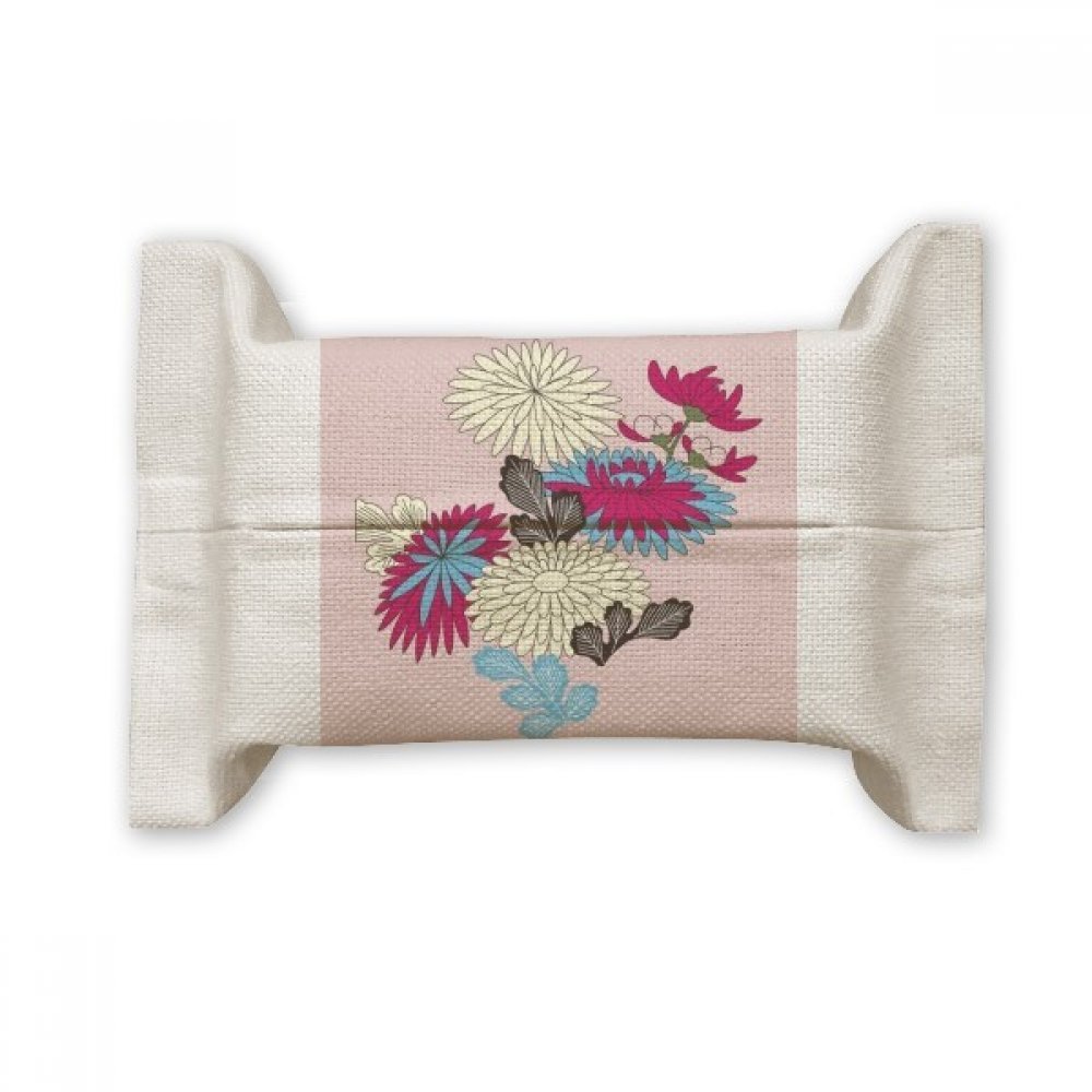 Couvre-boîte à mouchoirs en tissu coton lin imprimé culture japonaise rose