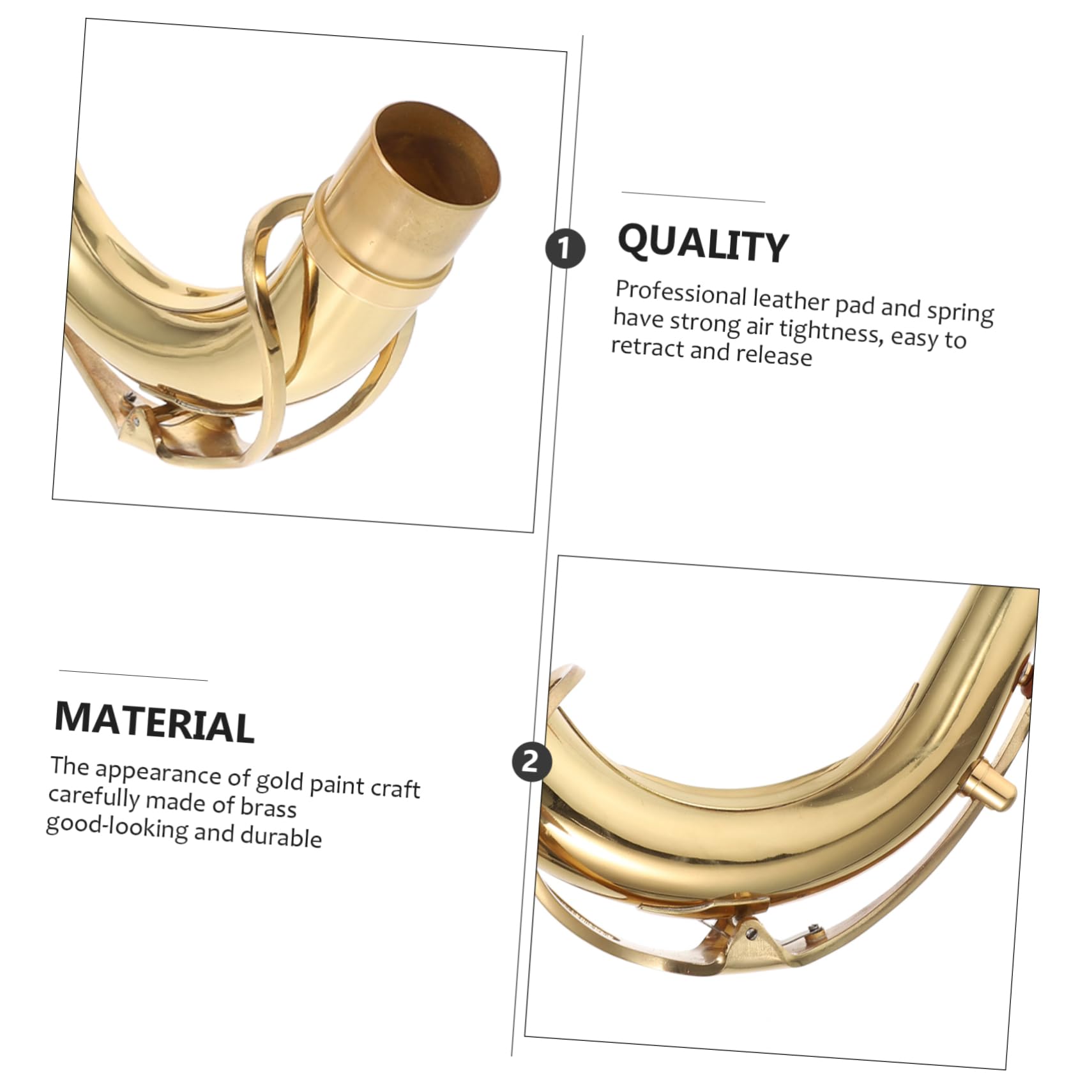 Collo Curvo per Sassofono in Ottone Oro, Tubo Professionale | Accessorio Pratico per Modelli Curva B, Parte Strumento per Amatori e Professionisti